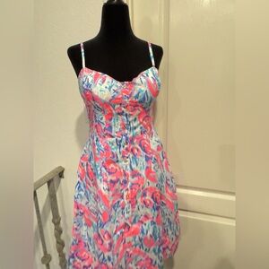 NWT Lilly Pulitzer Sz 4 Easton Dress, Cosmic Coral Cracked Up